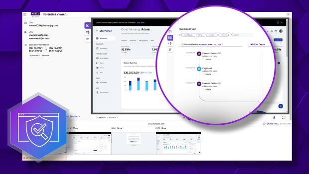 Screenshot of the Menlo 'Browsing Forensics' dashboard, which provides forensics-level visibility into user activity within applications for rapid incident investigation.