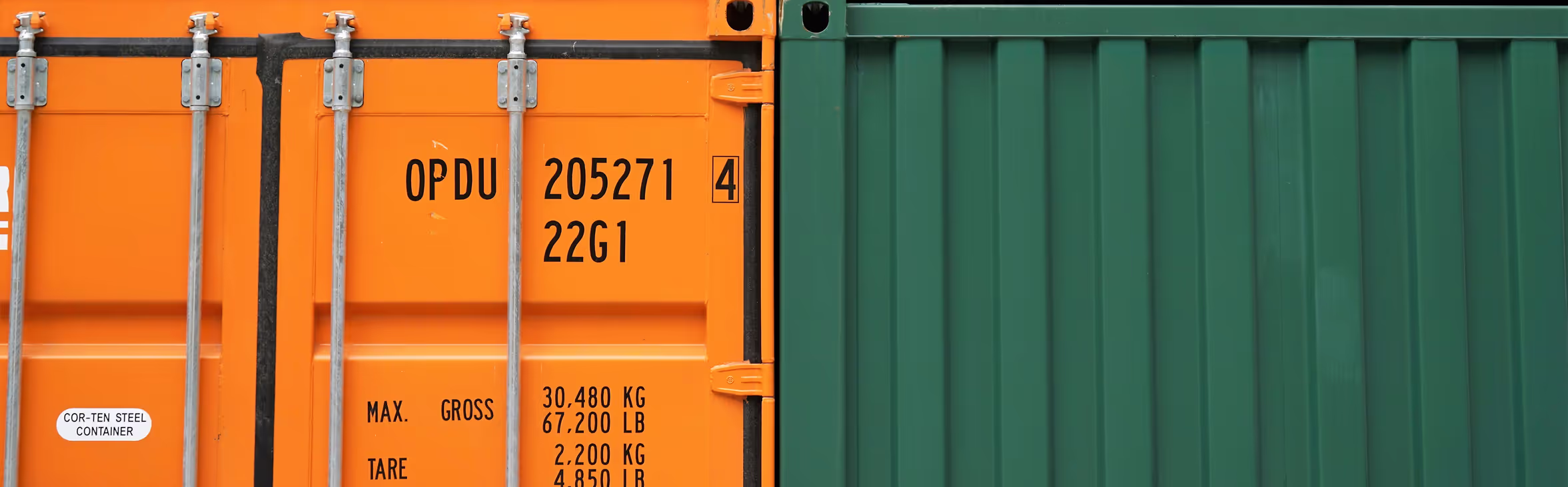Orange and green container