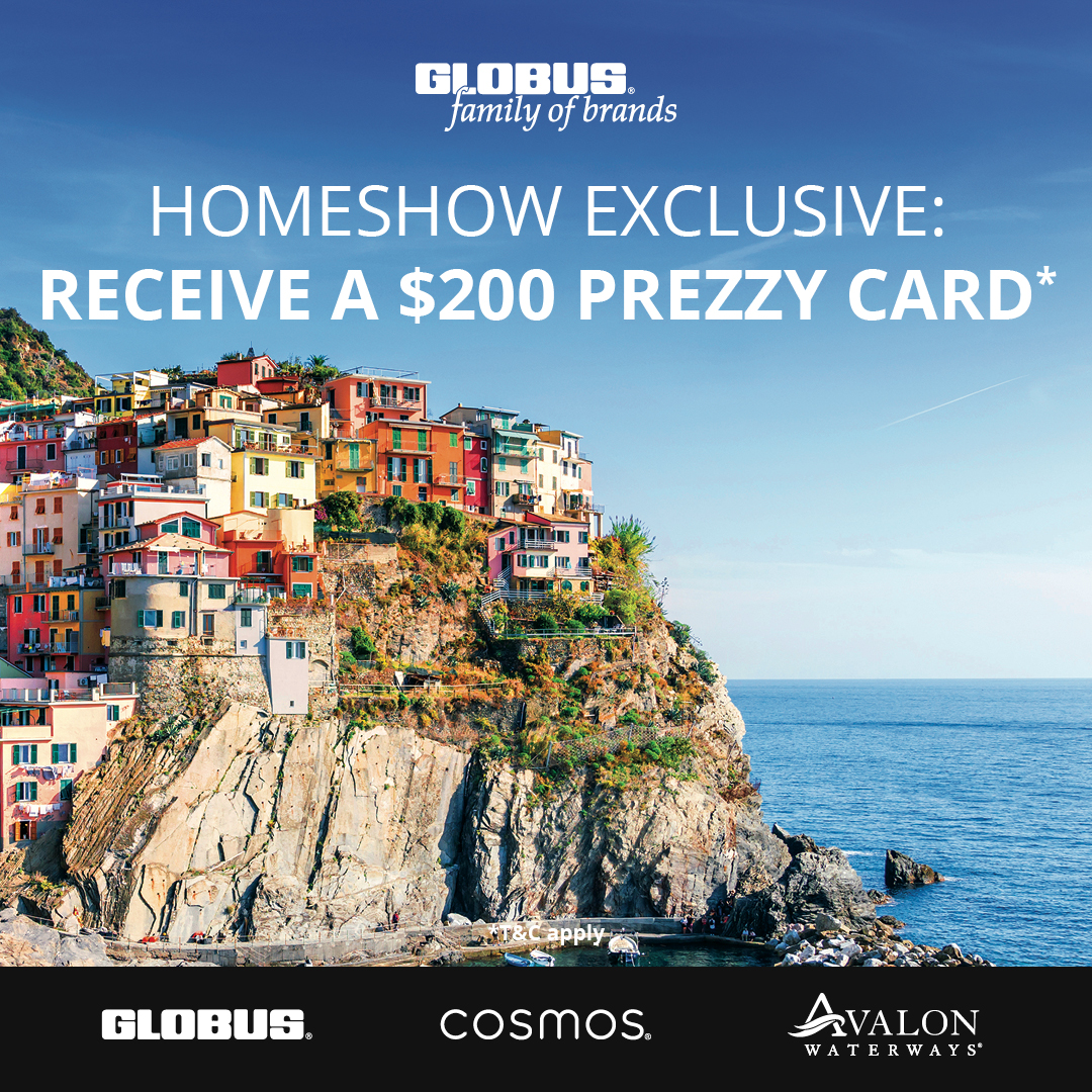 Receive a $200 Prezzy Card at the Bay Home Show from Helloworld Travel when you book new travel