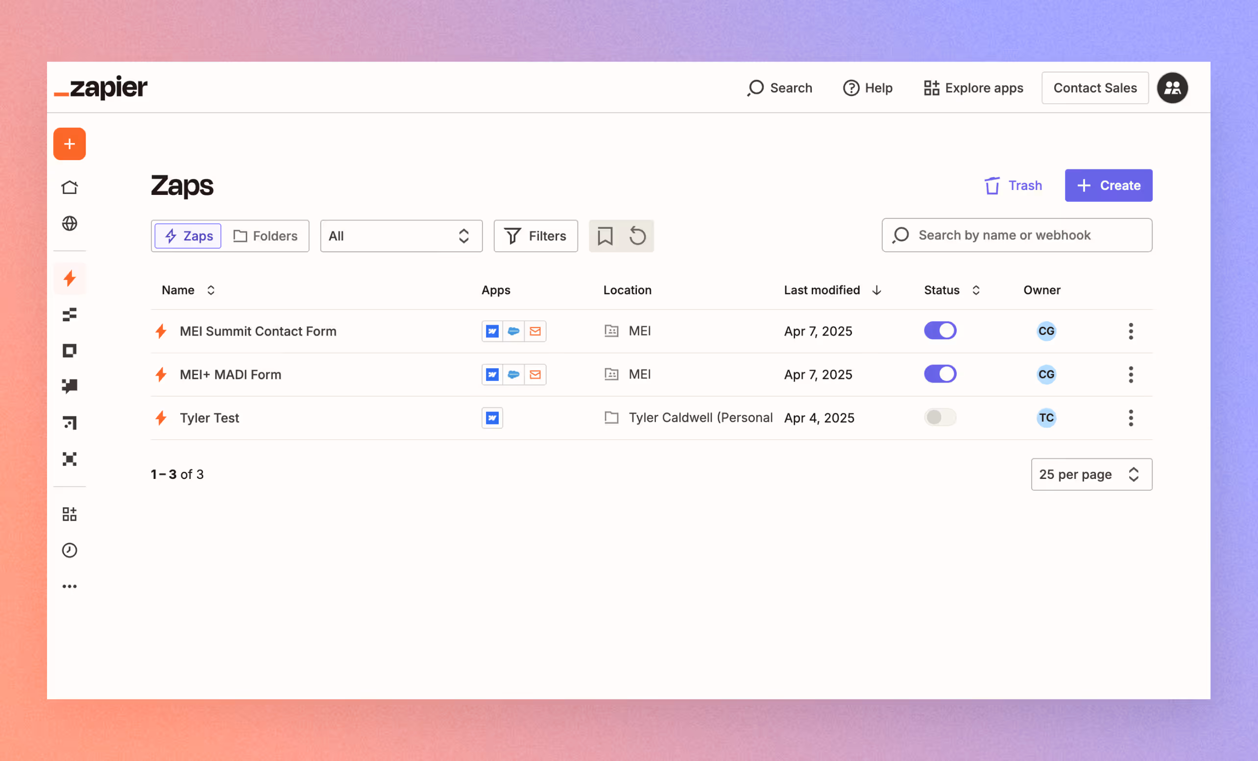 Zapier interface showing form trigger setup for automating Webflow to HubSpot form submissions.