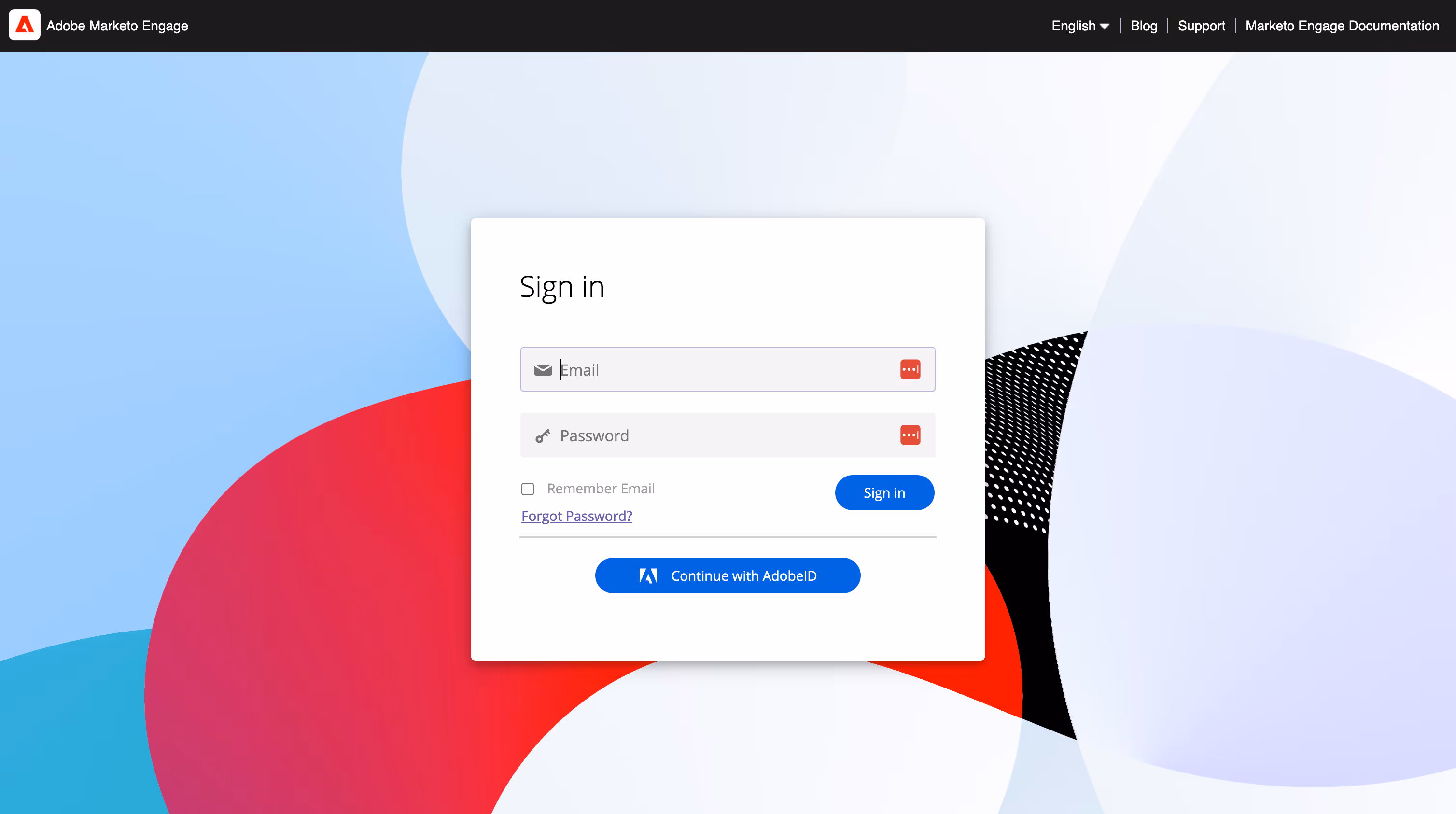 Image displaying Adobe Marketo Engage sign in page