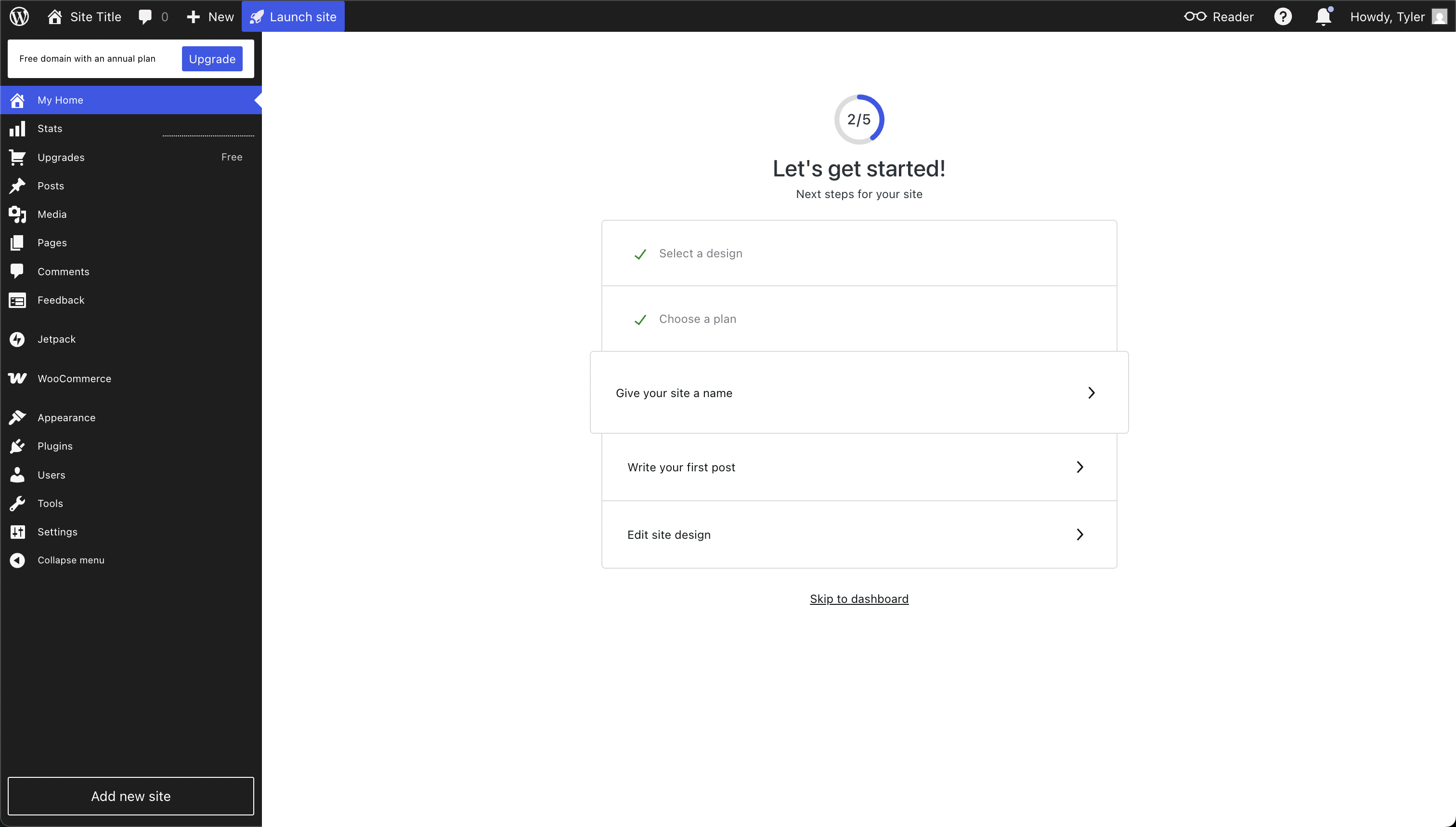Image showing Wordpress site launcher