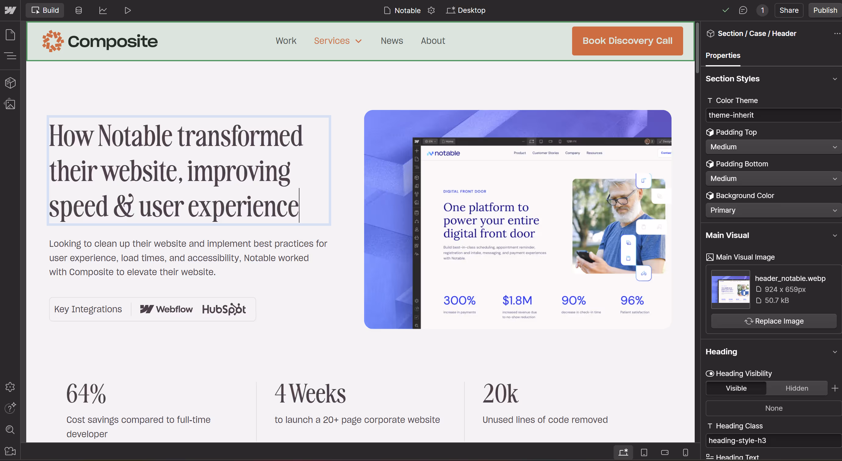 Screenshot from Composite site showing how easily teams can edit content