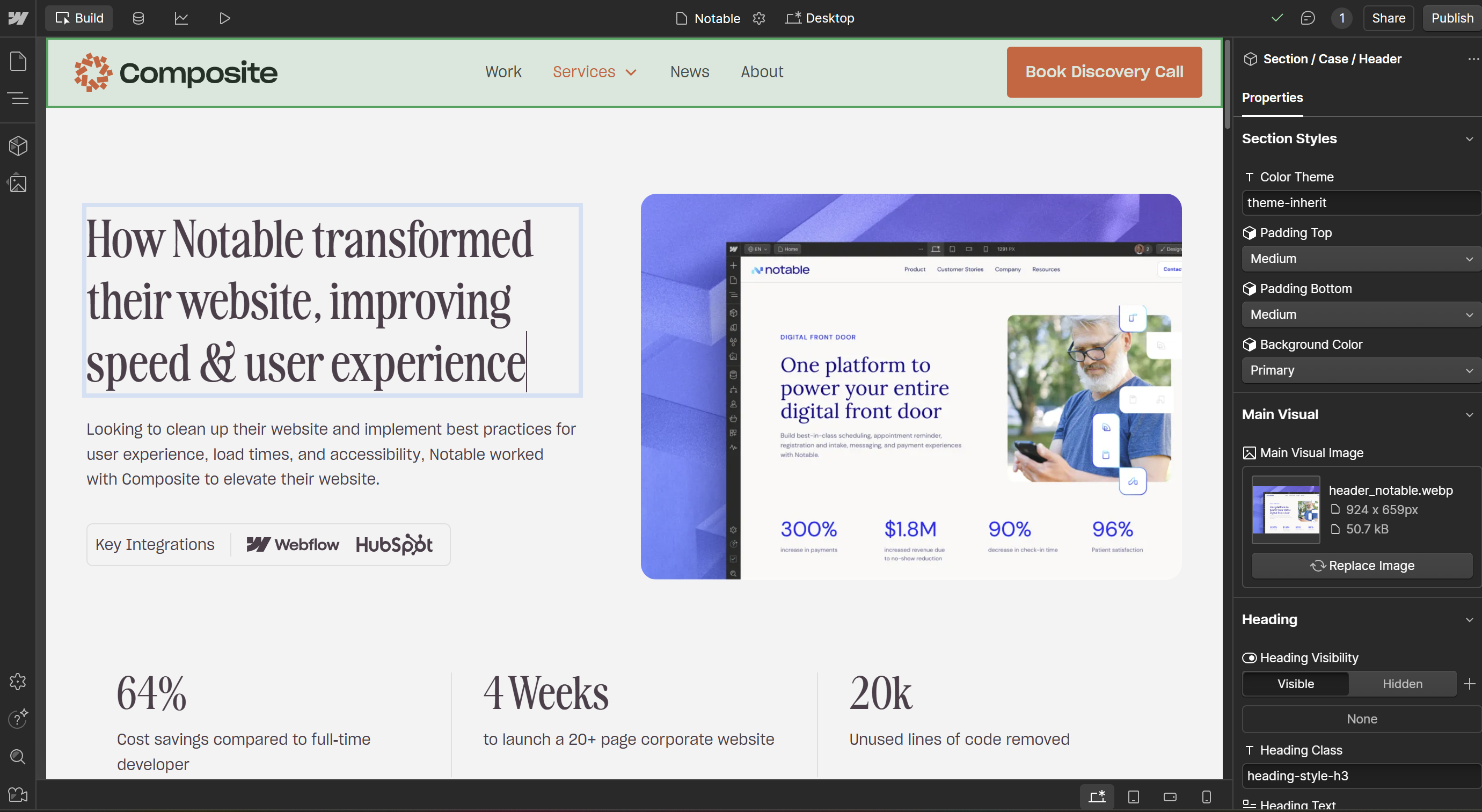 Screenshot from Composite site showing how easily teams can edit content