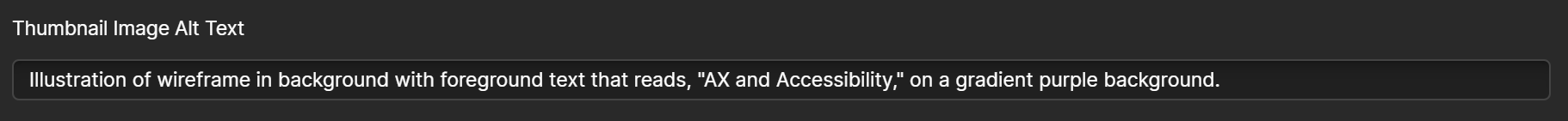 Screenshot of the Alt Image text for the thumbnail used in this article.