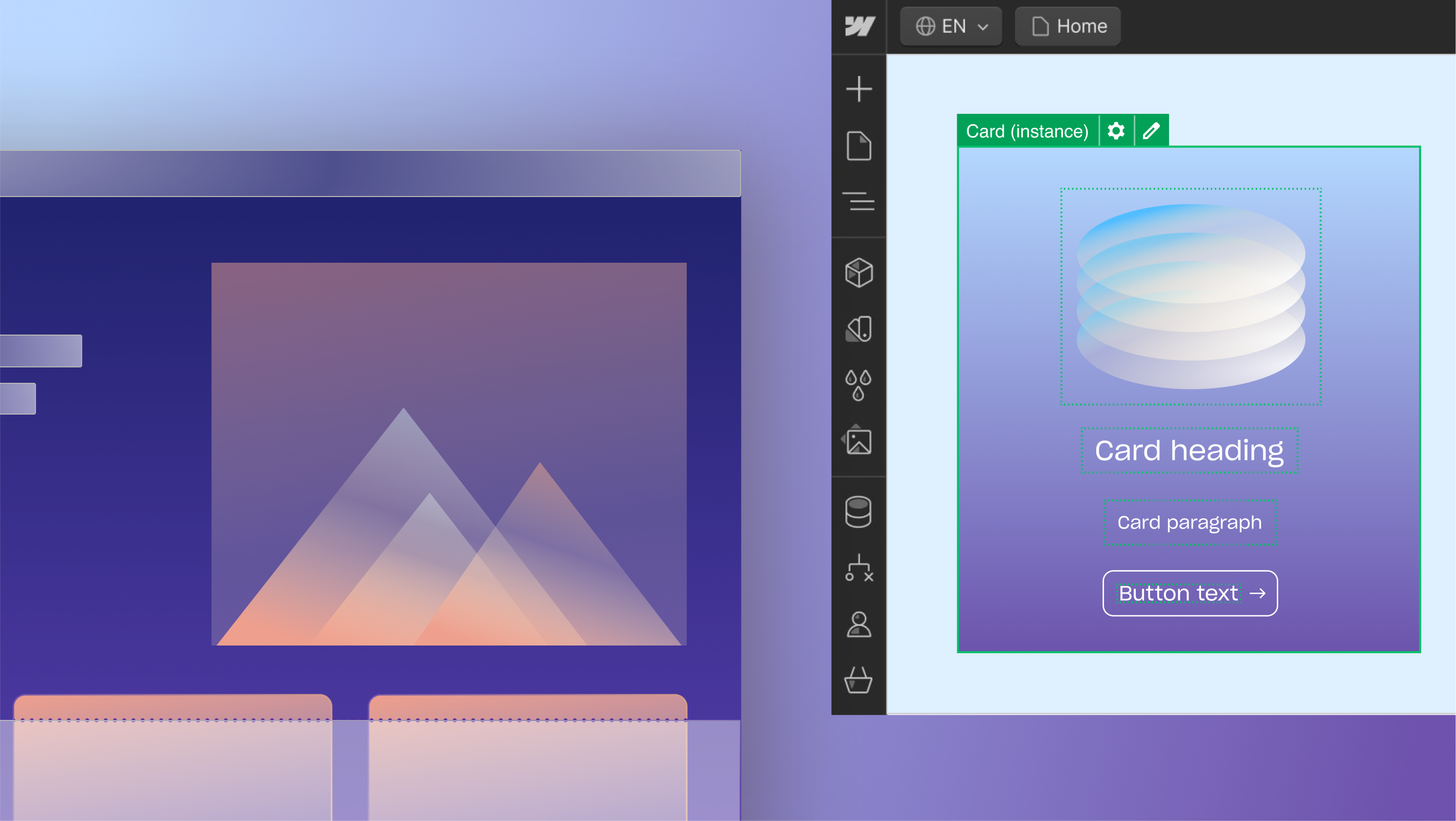 Wireframe of a generic site showing 'above the fold' zone, next to a card with clear H1, subcopy, and CTA zones.