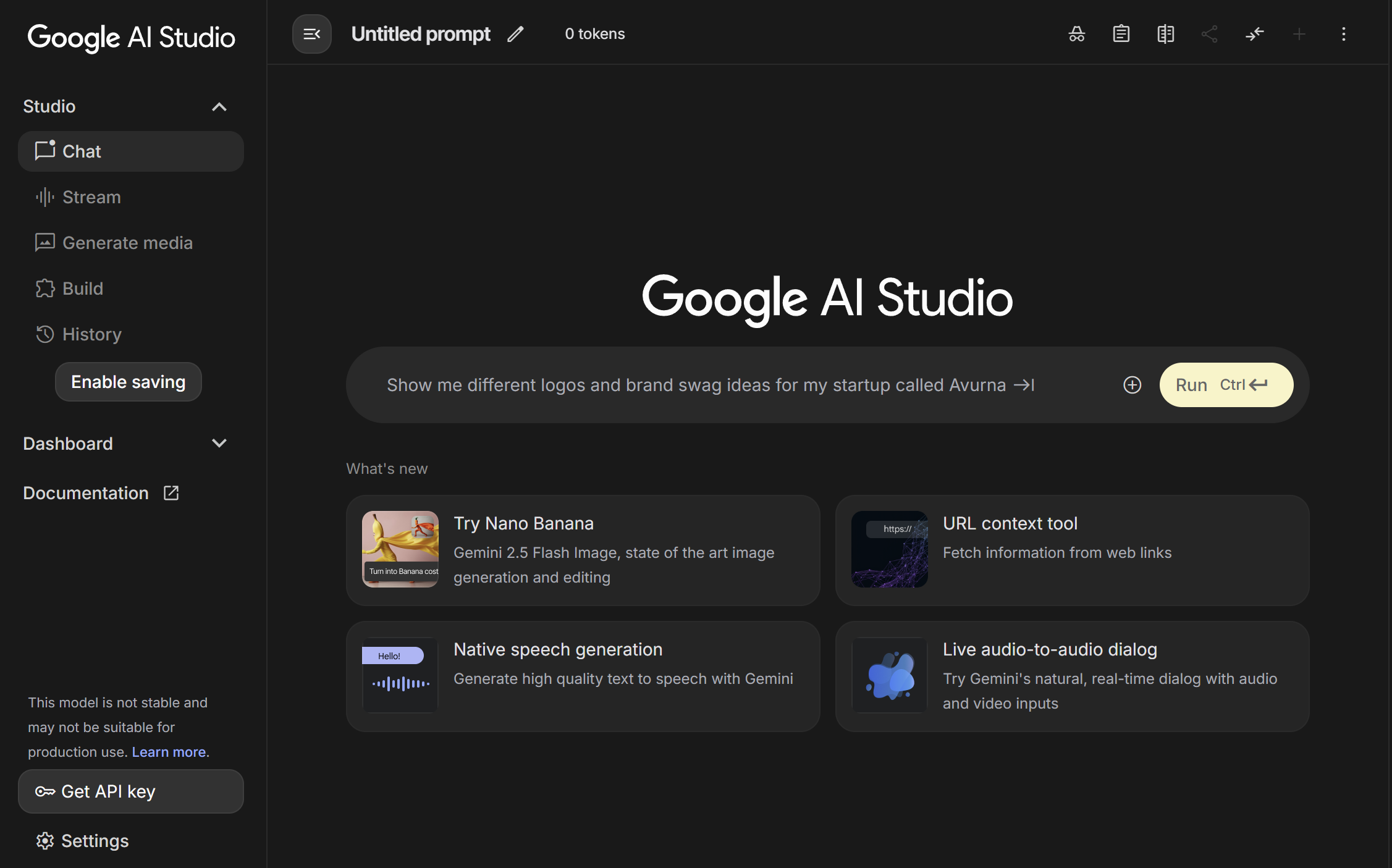 Screenshot of Google's AI Studio where users can use Nano Banana