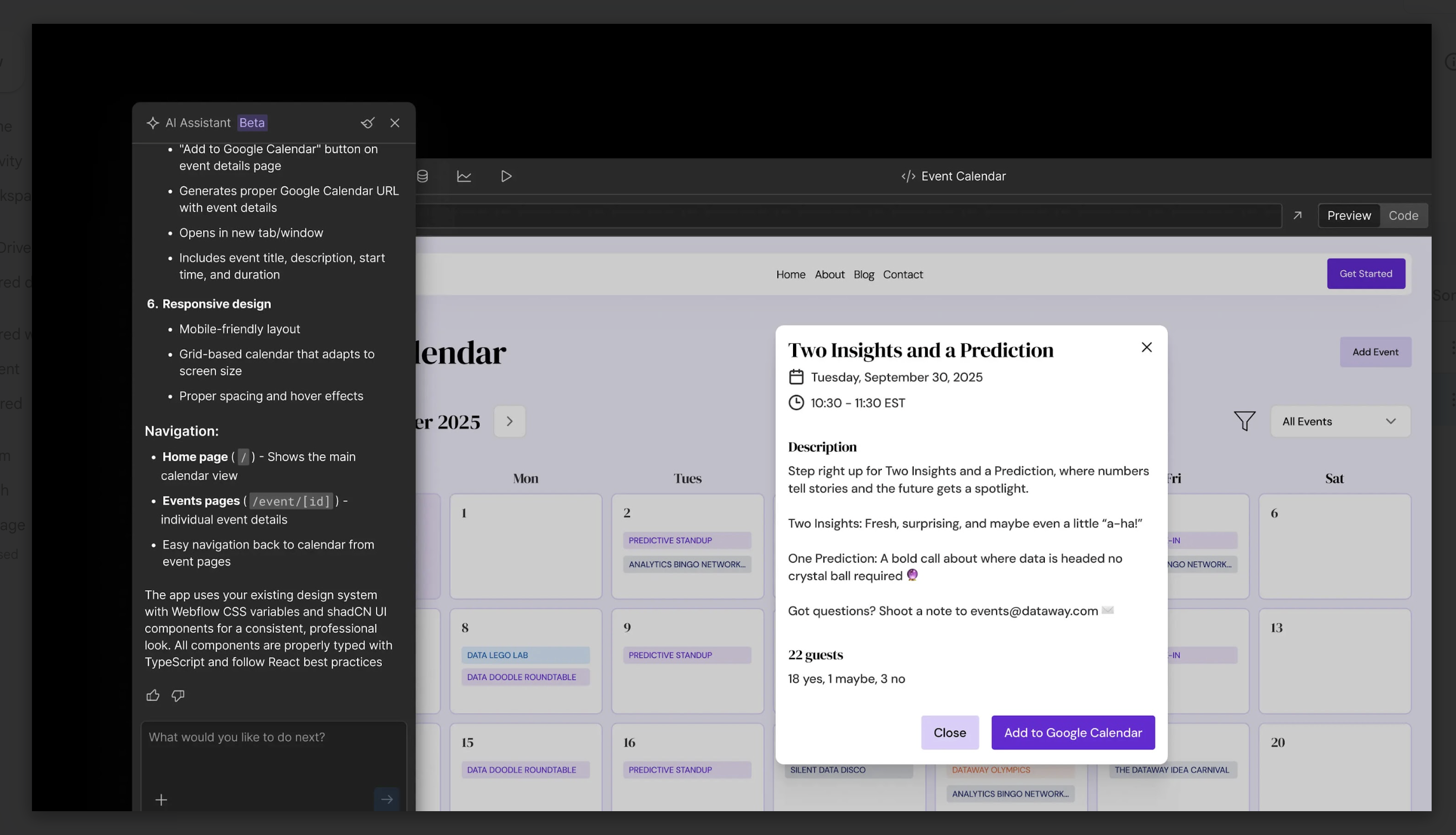 Screenshot of AI-Powered Code Generation