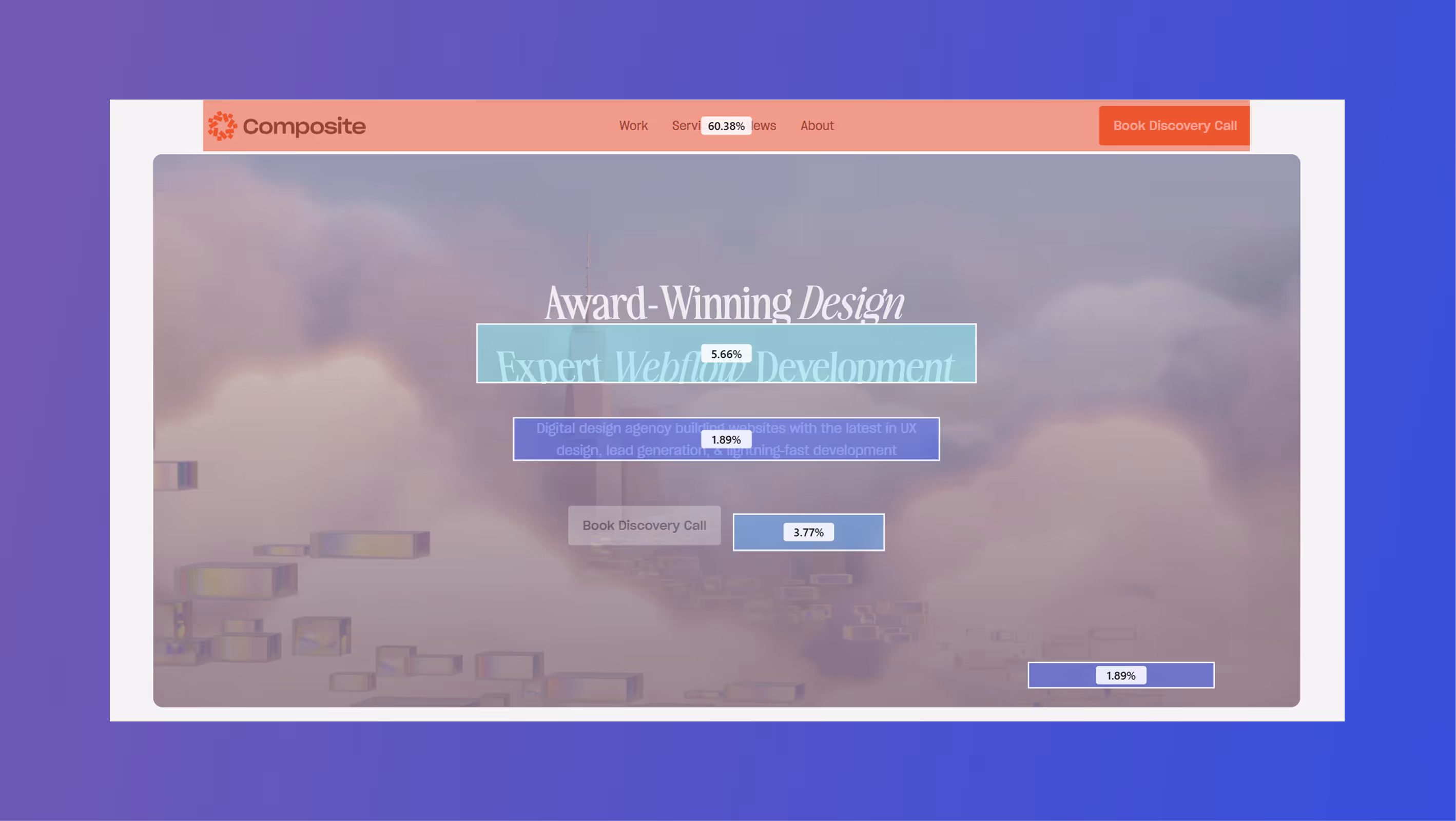 Screenshot of Composite's heatmap from Microsoft Clarity.