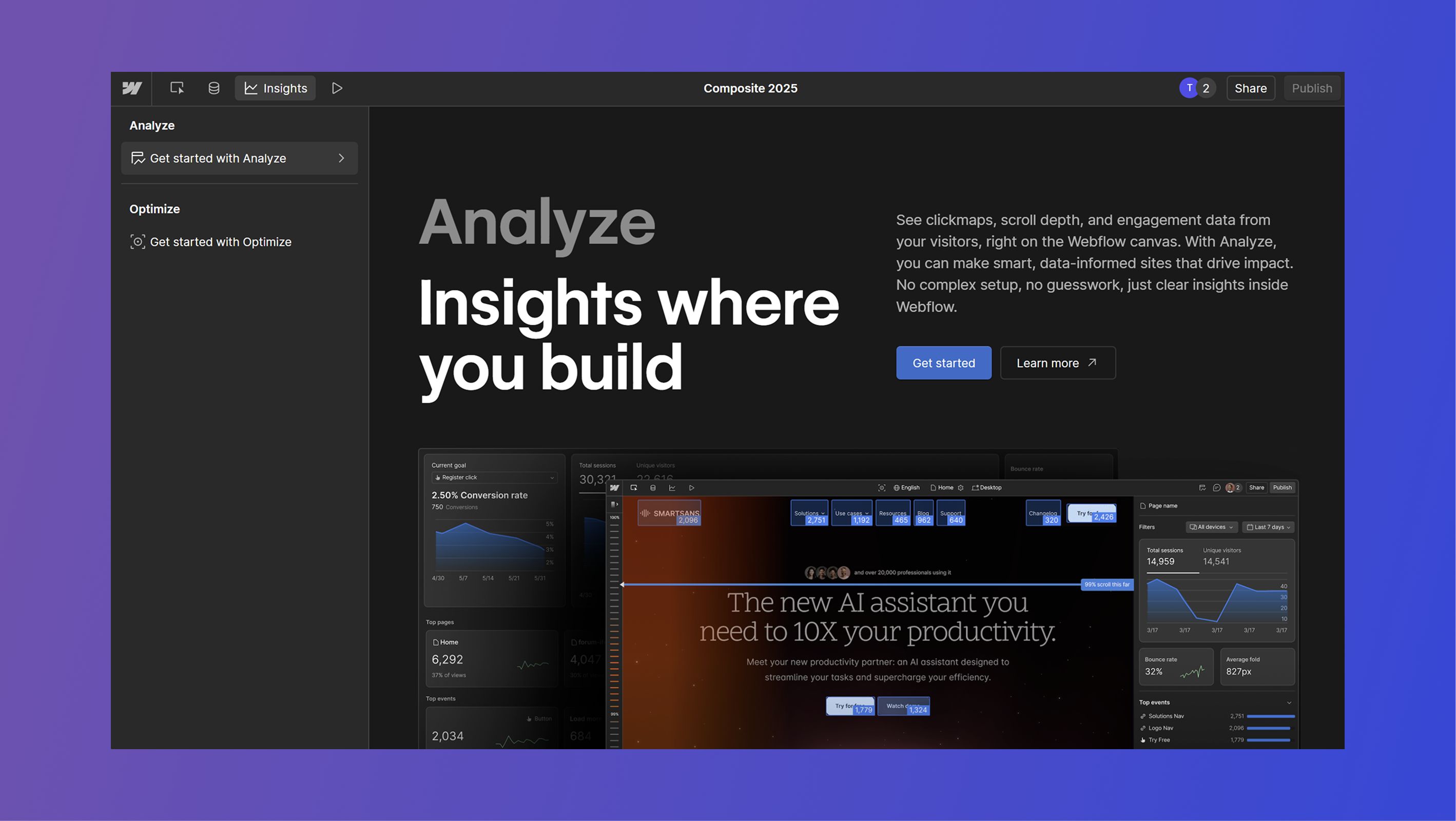 Screenshot of Webflow Analyze