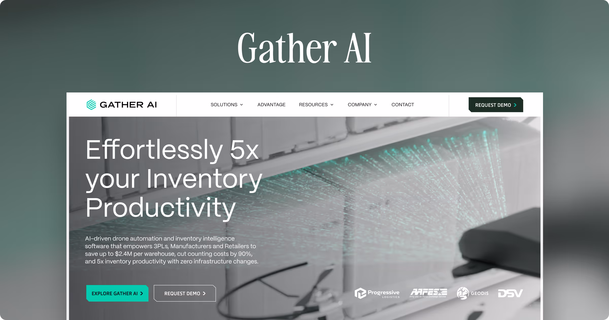 Thumbnail by Composite displaying our work for Gather AI, an AI-driven drone automation and inventory intelligence software.