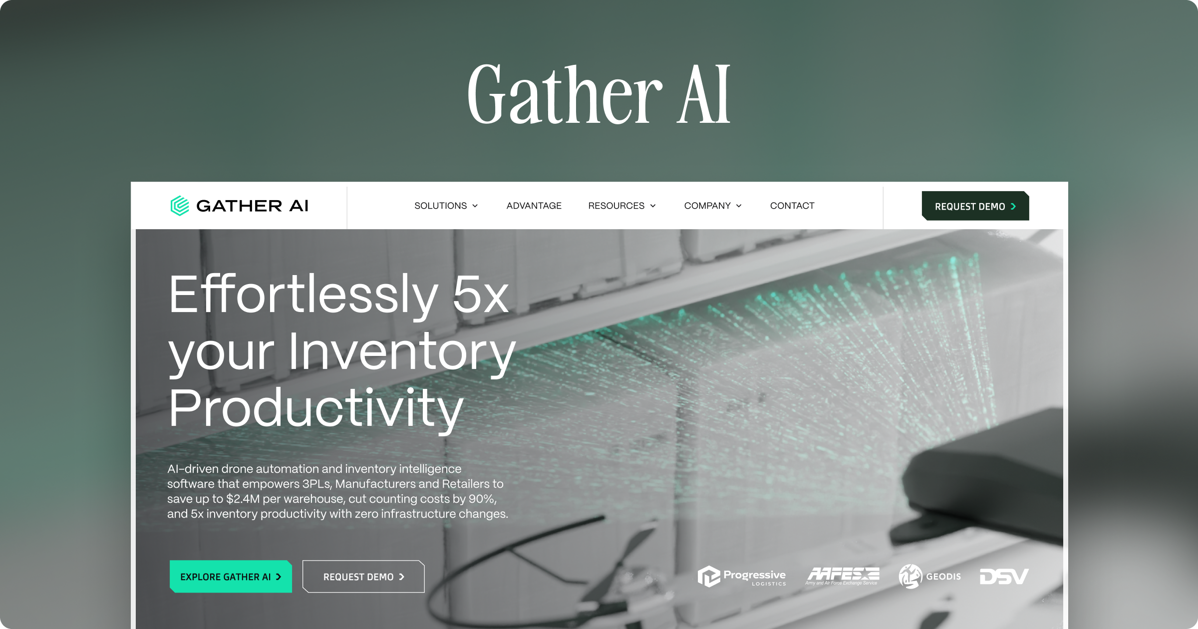 Thumbnail by Composite displaying our work for Gather AI, an AI-driven drone automation and inventory intelligence software.