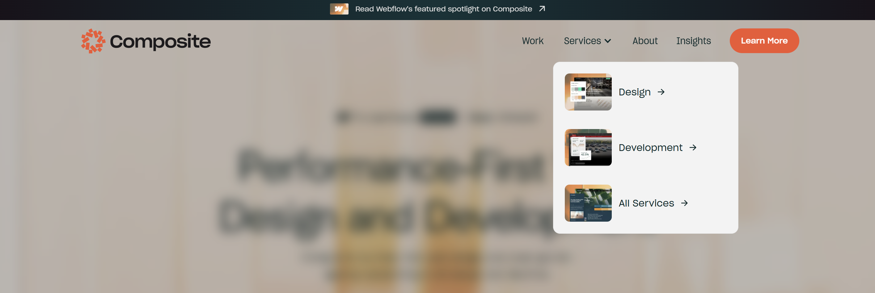 Screenshot of Composite's navigation bar from the homepage.