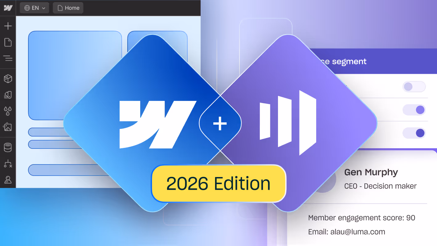 Marketo and Webflow logos showing audience segmentation to represent integrating Marketo into Webflow.