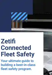 Cover of Zetifi Connected Fleet Safety brochure with partial image of a vehicle headlight.