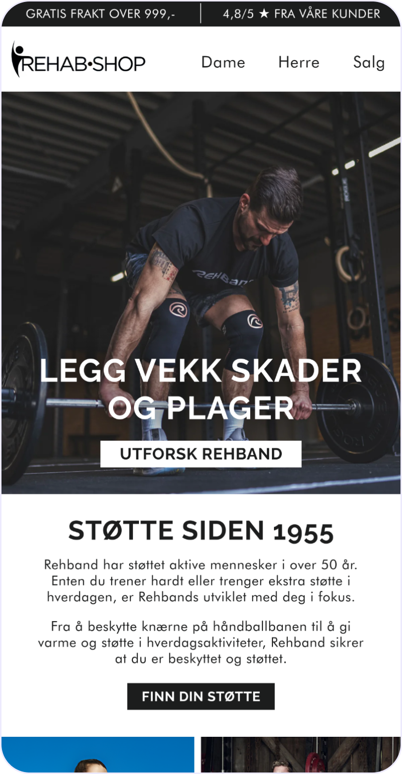 E-postdesign for RehabShop - helse og rehab produkter