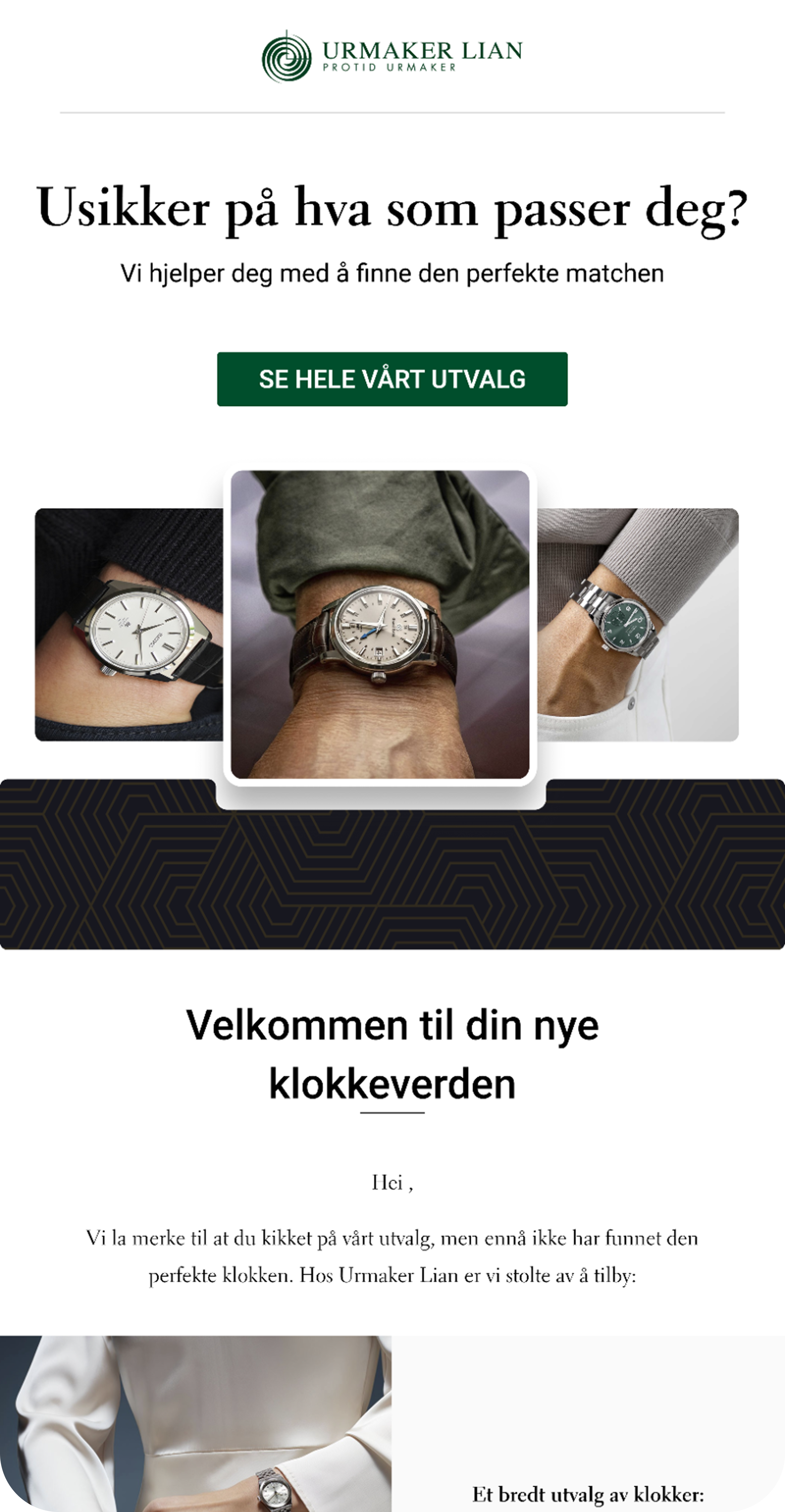 Forlatt side e-post for Urmaker Lian