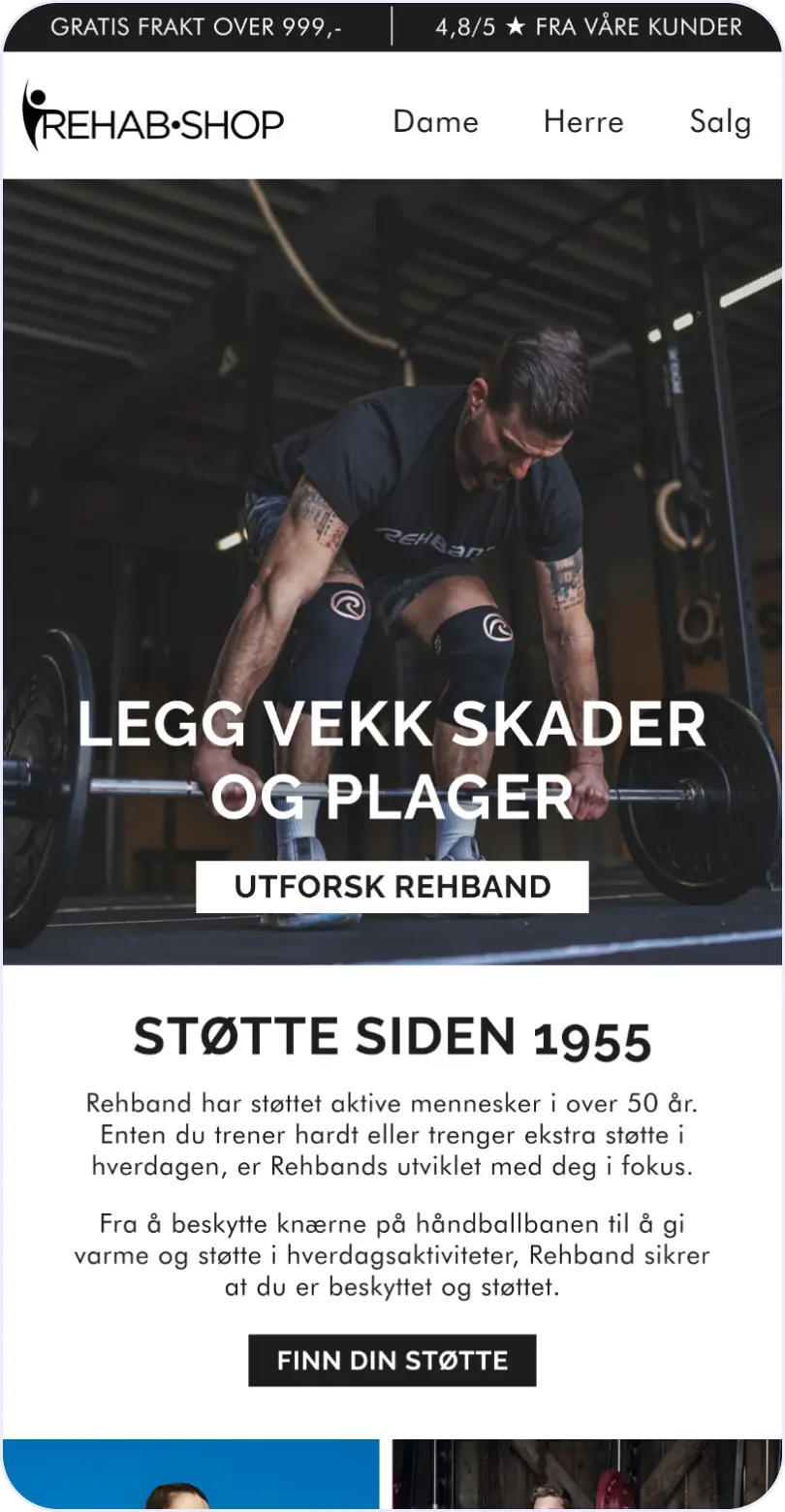 E-postdesign for RehabShop - helse og rehab produkter