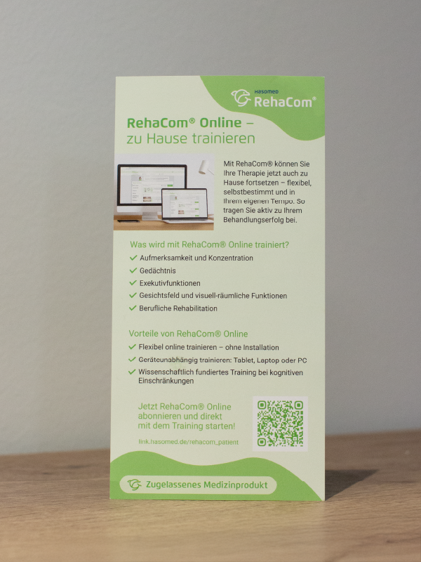 Therapeut:innen-Flyer im RehaCom® Praxiskit