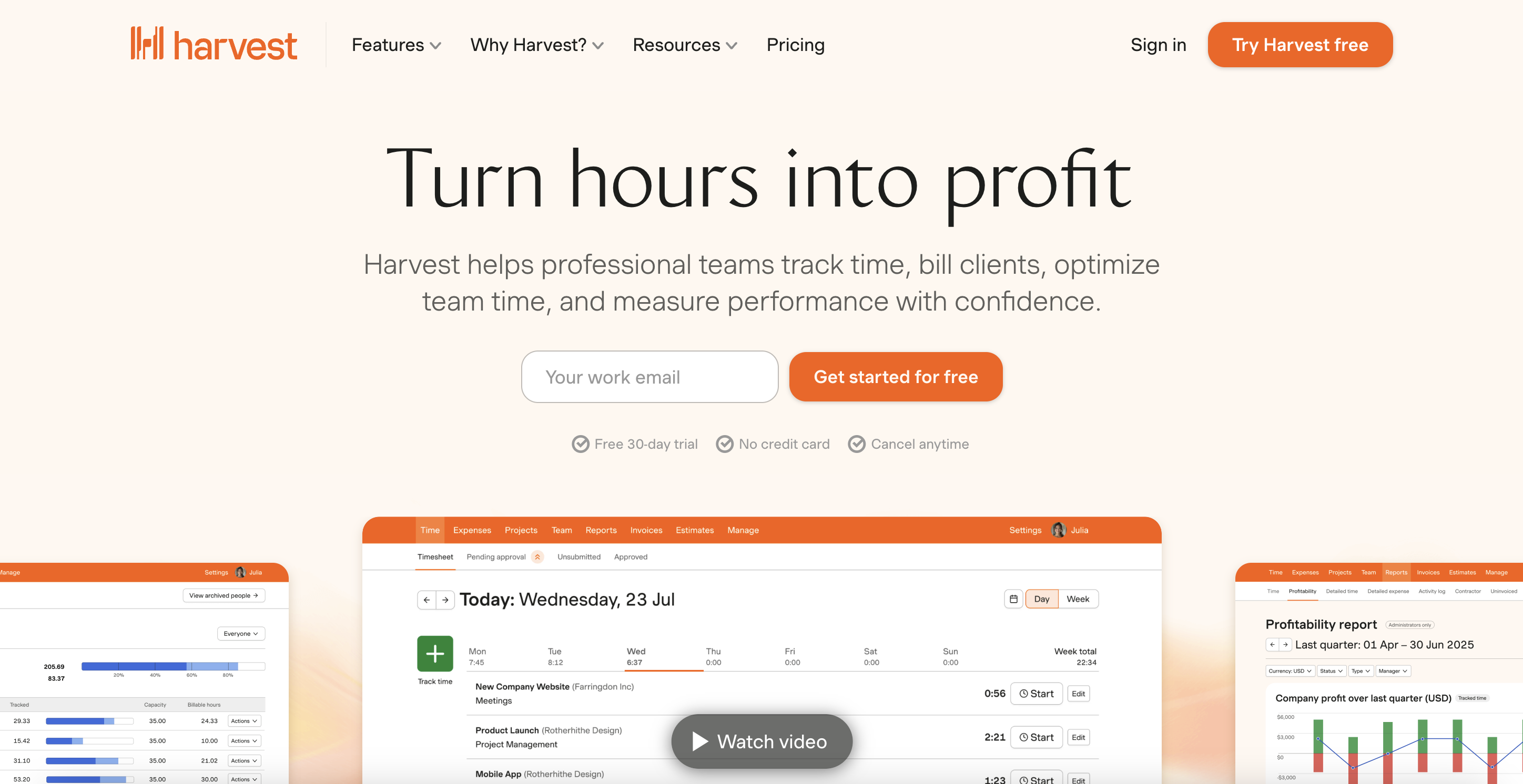 harvest time tracking