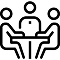 Icon of three people sitting on a table together.