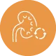 Icon of a person nursing a baby inside an orange circle.