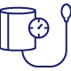 Icon showing two overlapping documents with a medical cross and a stethoscope representing hypertension management.