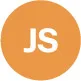 White JS letters inside an orange circle icon.