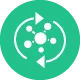 Icon depicting mineral metabolism with circular arrows around mineral elements inside a green circle.