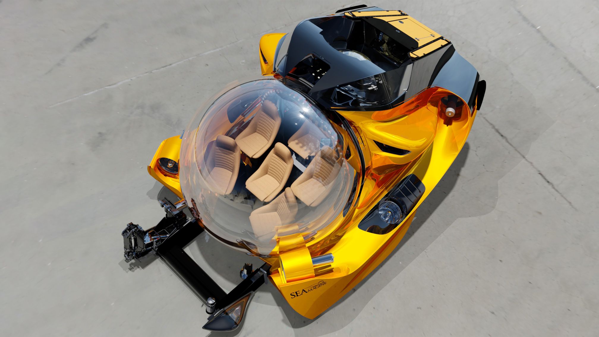 Sous-marin submersible en présentation