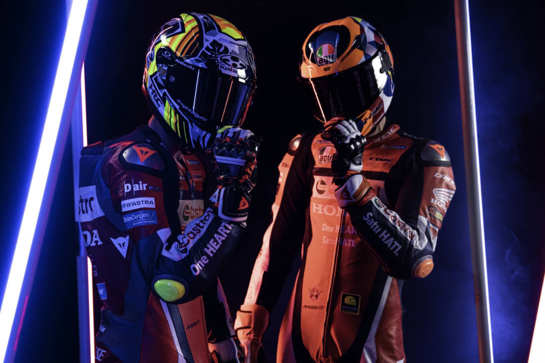 Joan Mir et Luca Marini lors du lancement de Honda en MotoGP 2026