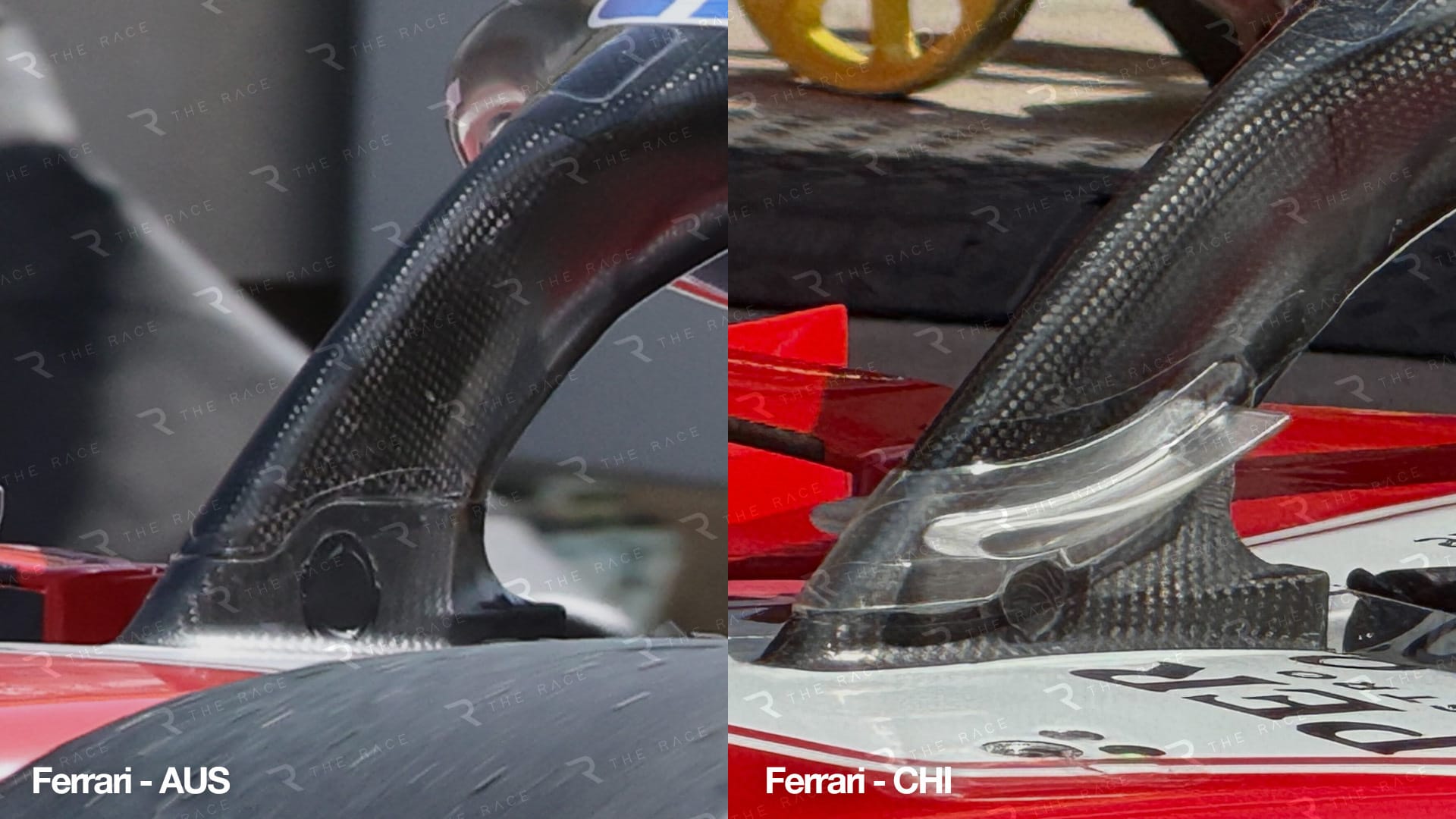 Comparaison : Ferrari avec et sans ailettes près du halo en Chine