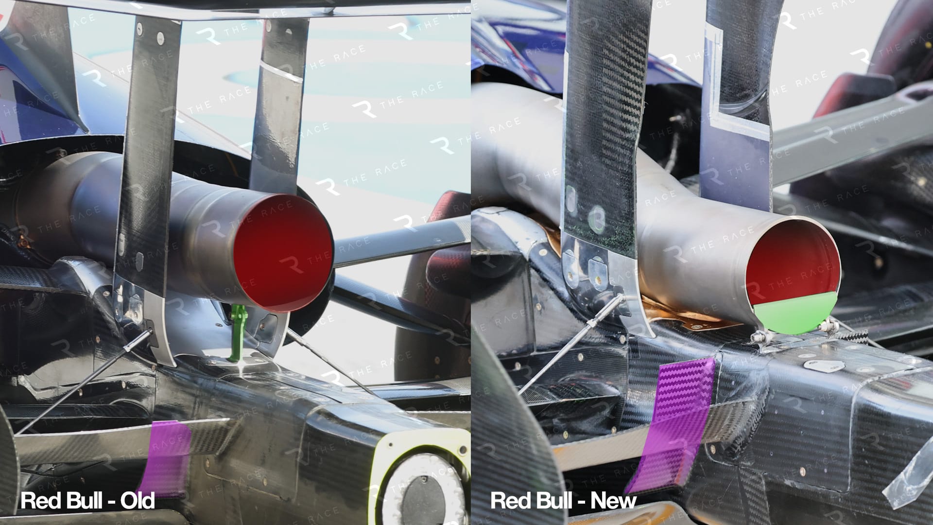 Détails mis en évidence : mini-aile et zone d’échappement sur la Red Bull à Miami