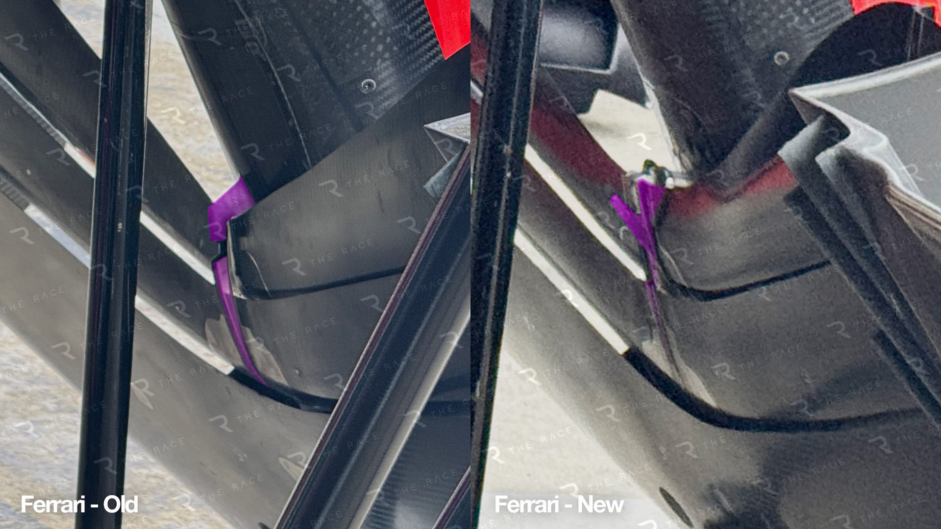 Comparatif du mécanisme d’aileron avant Ferrari à Barcelone