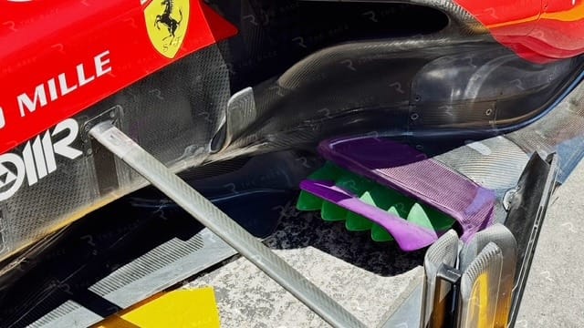 Détails d’attaque de plancher Ferrari 2026 : ailettes verticales et conditionnement du flux