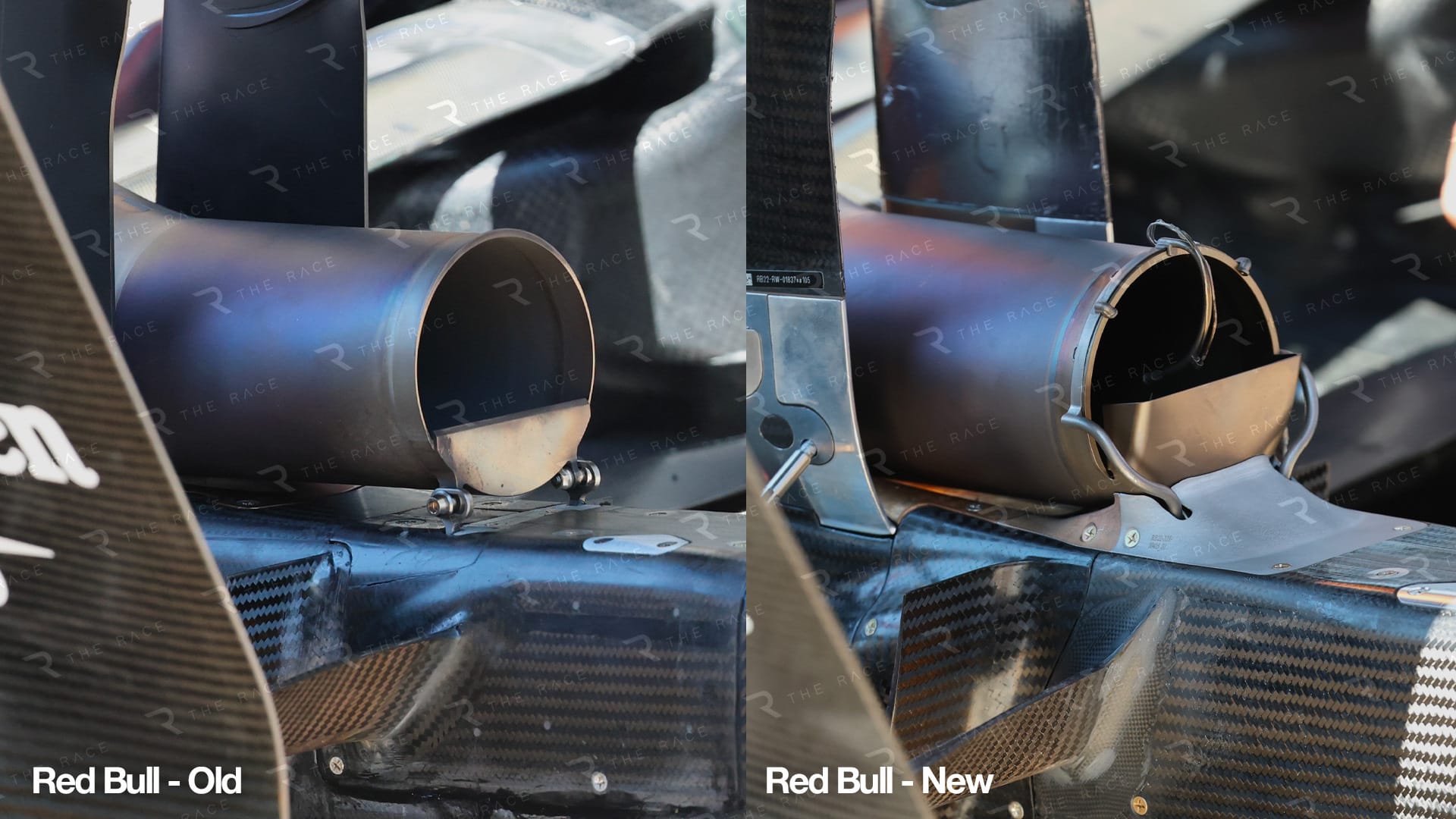 Comparaison de la zone d’échappement et des éléments aérodynamiques associés sur la Red Bull en Autriche