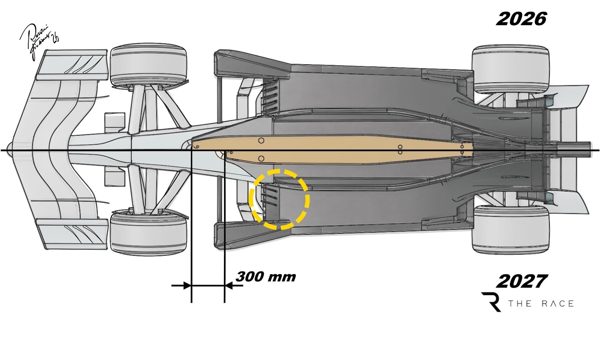 Comparaison du plancher et du bib : F1 2026 vs 2027