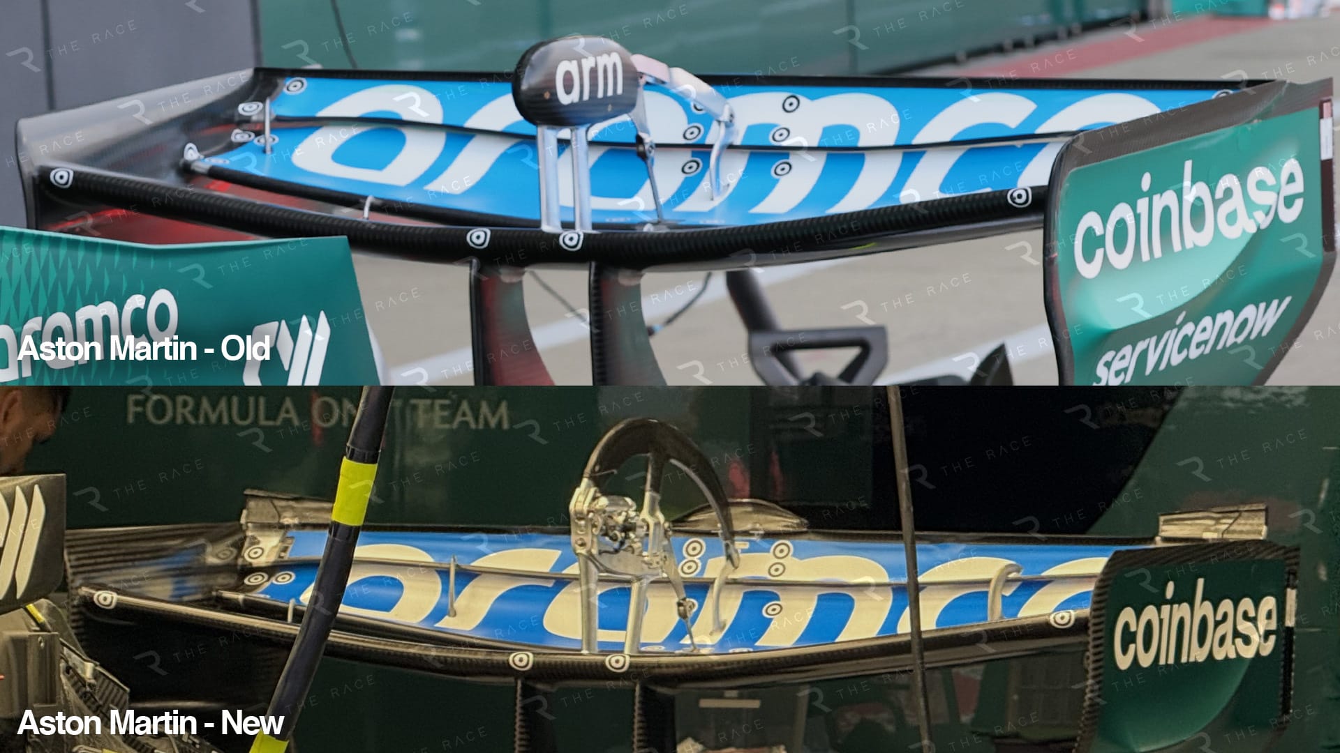 Comparaison de l’aileron arrière Aston Martin : évolution visible sur la configuration Hongrie