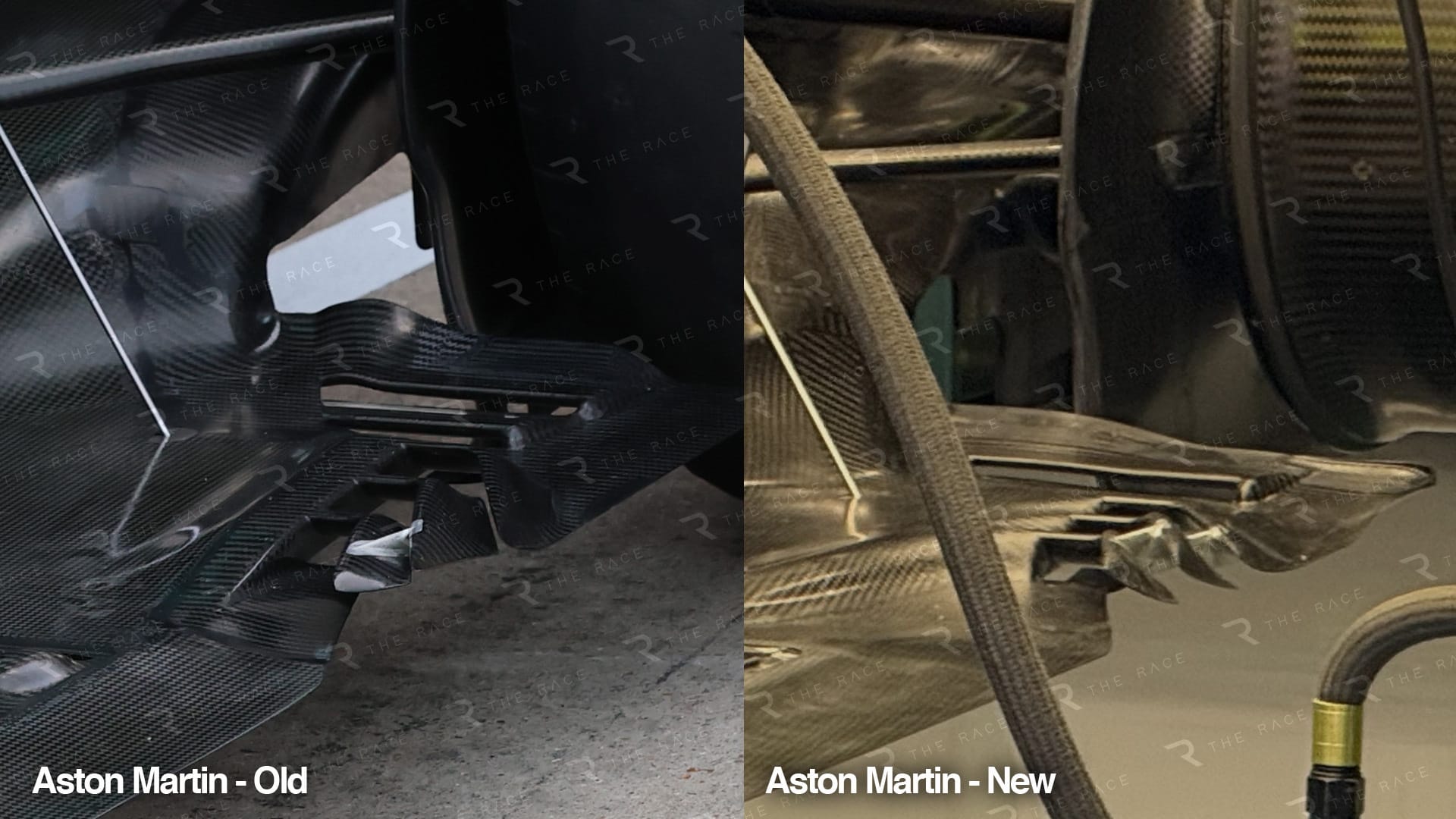 Comparaison du bord de plancher : Aston Martin au GP de Hongrie