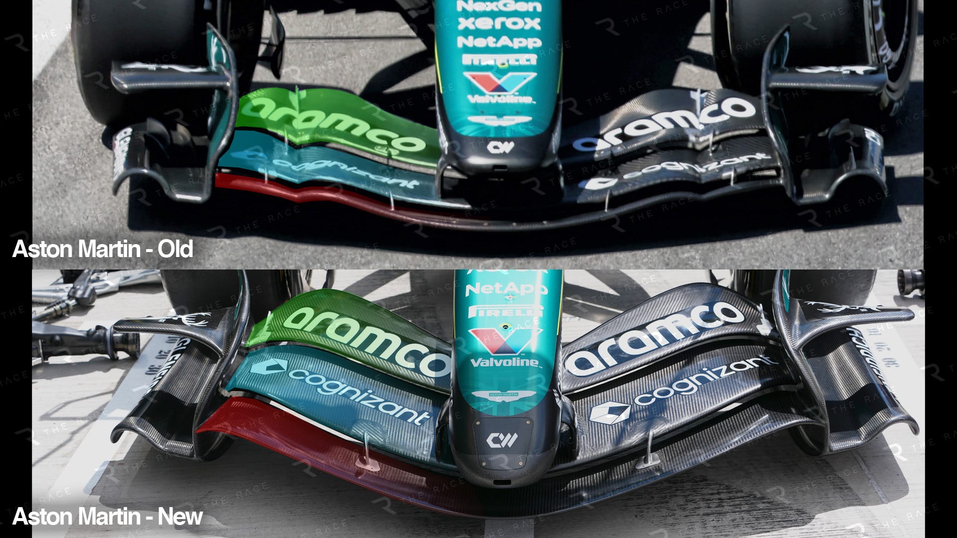 Comparaison de l’aileron avant Aston Martin : nouvelle version vs précédente