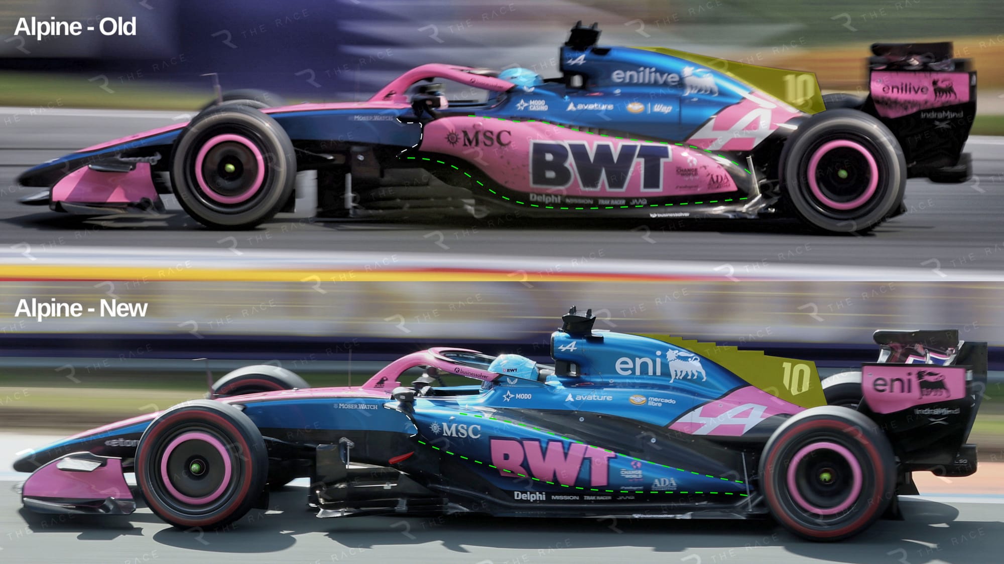 Évolution du profil des sidepods : disparition de la section arrière plus volumineuse