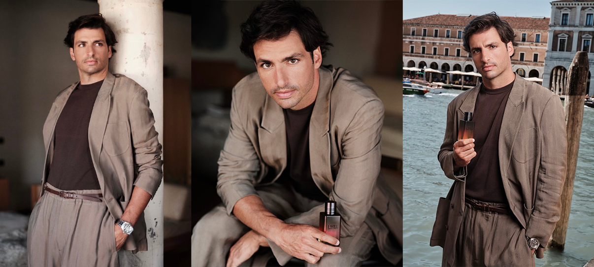 Carlos Sainz, nouveau visage des parfums Giorgio Armani en Espagne