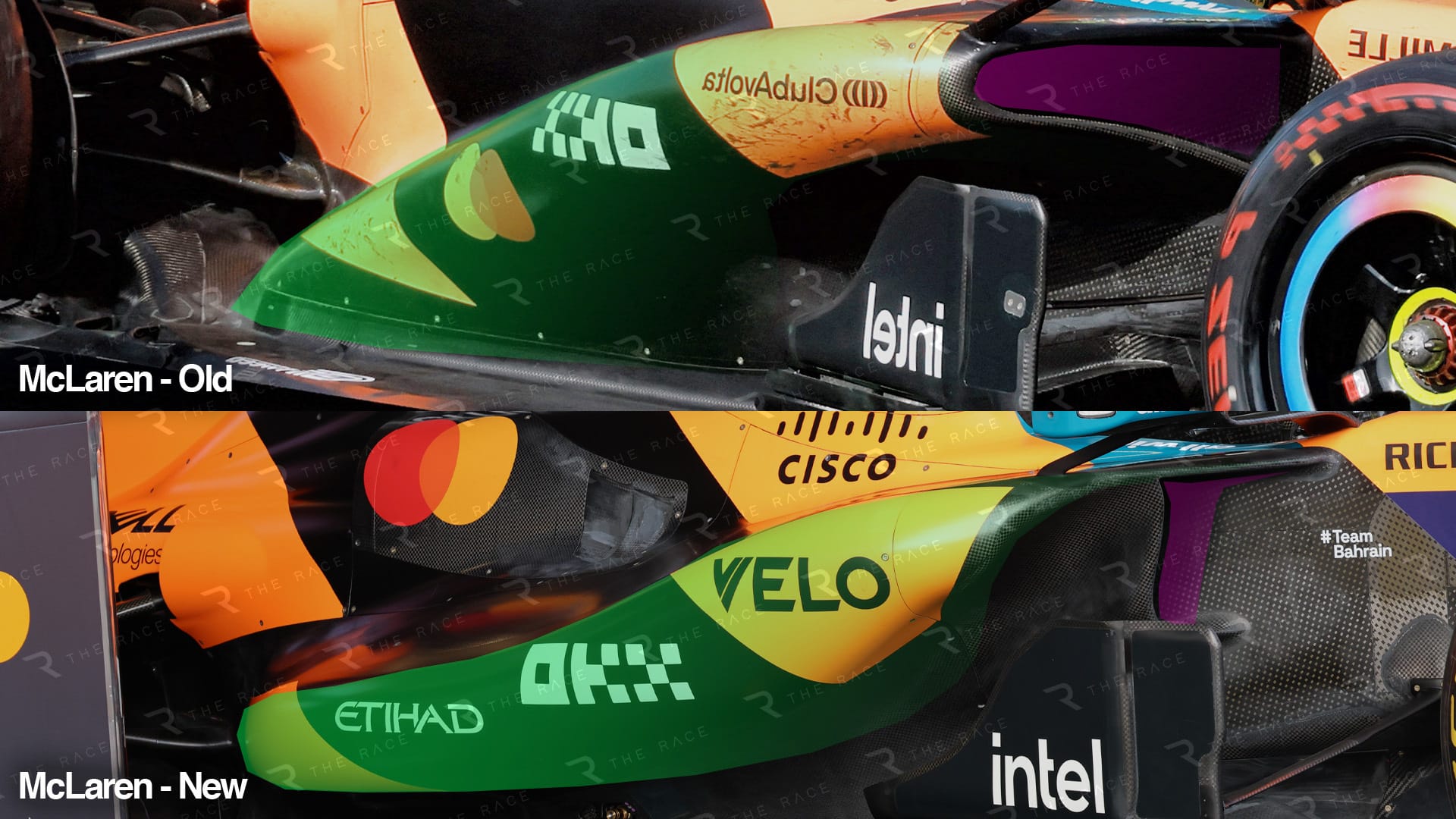 Comparaison mise en évidence des pontons McLaren au Grand Prix d’Azerbaïdjan