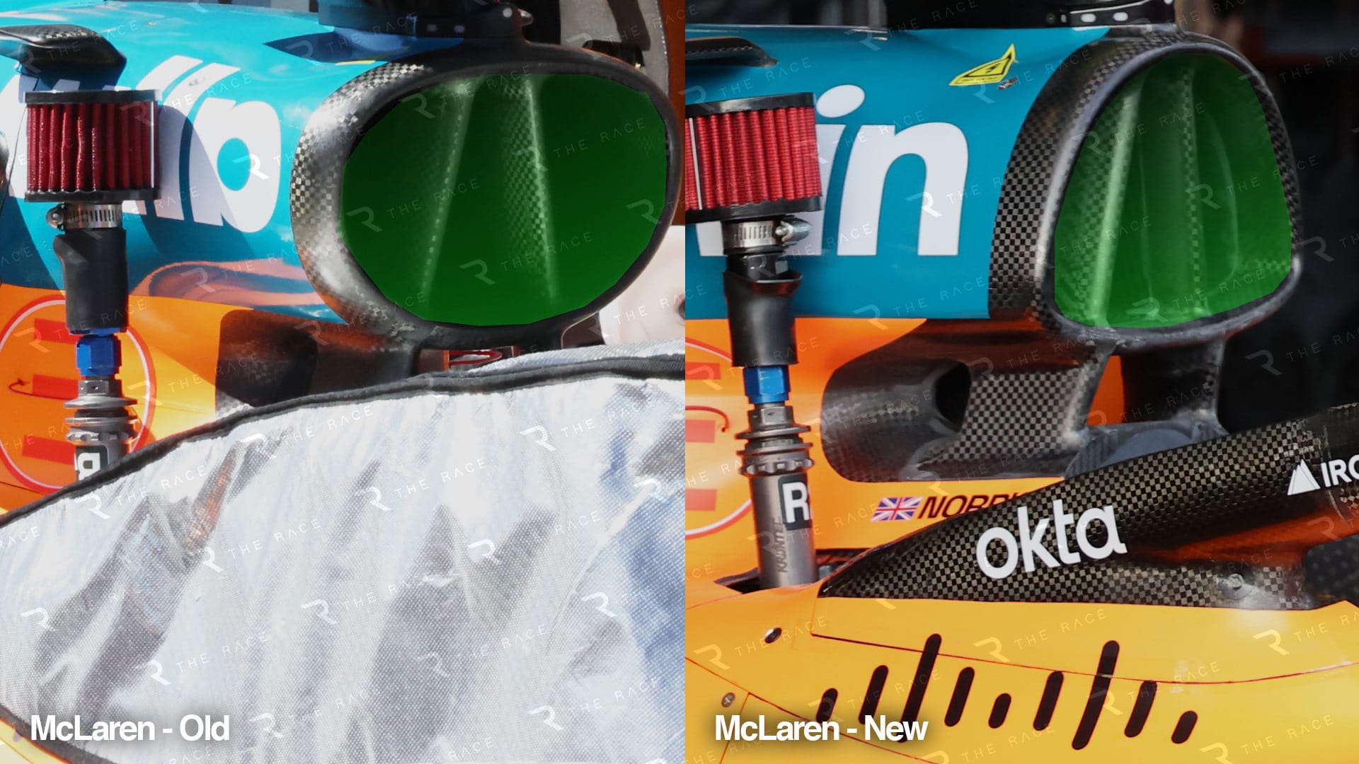 Comparaison : entrée d’air de l’airbox McLaren à Bakou