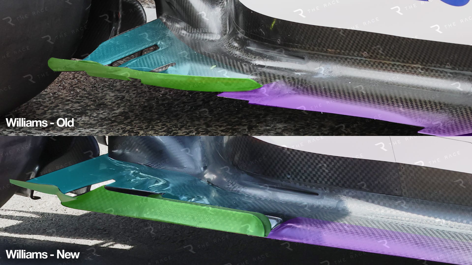 Détail mis en évidence près de la roue arrière de la Williams à Bakou