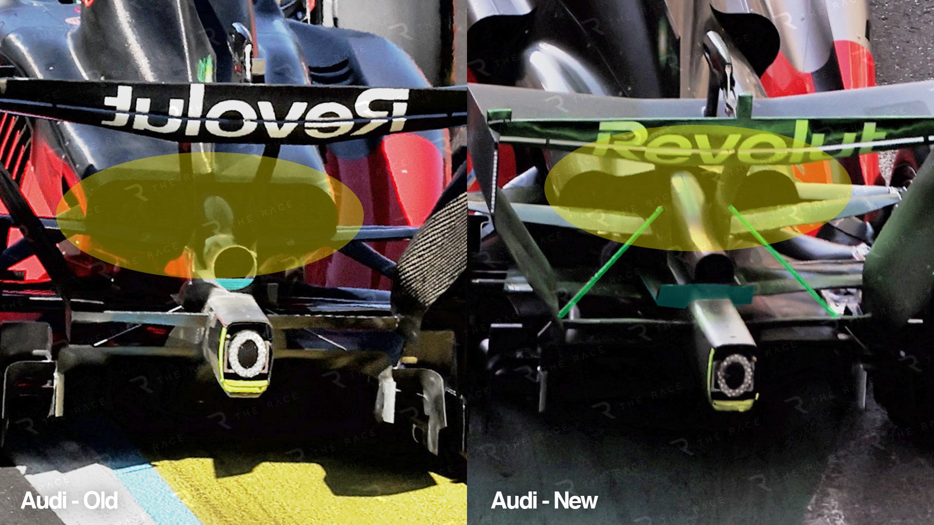 Supports de plancher et zone du diffuseur sur l’Audi