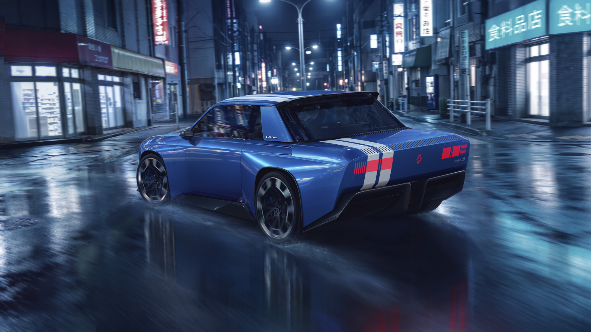 Renault 8 Gordini Concept, vue arrière de trois-quarts