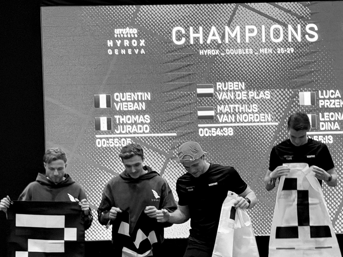 Écran du podium HYROX Genève Doubles Men 25-29