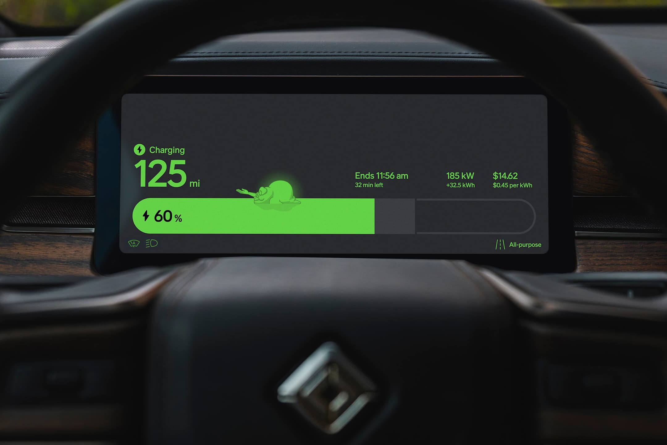 Slimer sur l’écran de recharge Rivian dans l’expérience logicielle Halloween 2026