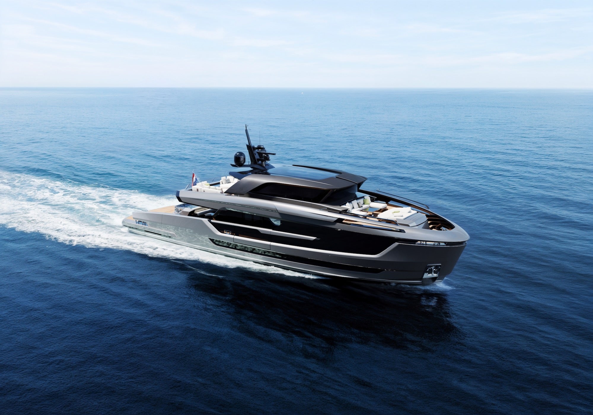 Concept extérieur du yacht Van der Valk Project NEXO de 30 mètres, conçu avec Phathom